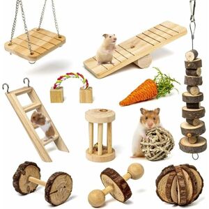 LUNE Hamster Chew Toys Small Animals Boredom Breakers Cage Accessories Pet 11 Pcs Natural Wooden Toys LUNE Hamster Chew Toys Small Animals Boredom Breakers Cage Accessories Pet 11 Pcs Natural Wooden Toys
