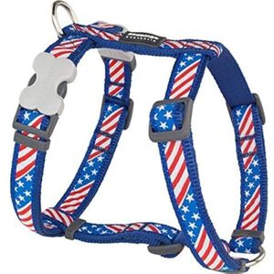 Harness - RED DINGO - American Flag - 15 mm - Adjustable - Premium Quality Nylon Harness - RED DINGO - American Flag - 15 mm - Adjustable - Premium Quality Nylon