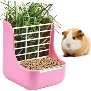 LONGZIMING Hay Feeder for Rabbits, 2 in 1 Bowl and Hay Rack Food Dispenser for Guinea Pigs Rabbits Chinchillas Small Pets (Pink) LONGZIMING Hay Feeder for Rabbits, 2 in 1 Bowl and Hay Rack Food Dispenser for Guinea Pigs Rabbits Chinchillas Small Pets (Pink)