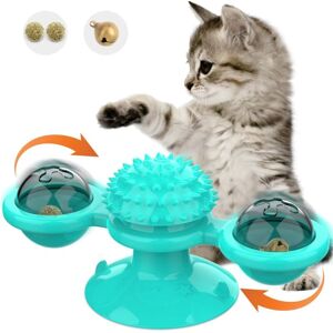 Longziming - Interactive Cat Toy, Rotating Windmill Cat Toy, Chew Toy Record Player Hairbrush Pet Toys Cat Catnip - Lake Blue Longziming - Interactive Cat Toy, Rotating Windmill Cat Toy, Chew Toy Record Player Hairbrush Pet Toys Cat Catnip - Lake Blue