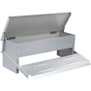 KCT - Automatic Chicken Feeder Self Opening Grey Steel Trough Poultry Treadle 5kg KCT - Automatic Chicken Feeder Self Opening Grey Steel Trough Poultry Treadle 5kg