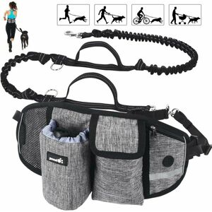 Trimec - Laisse de course mains libres pour chien avec sac de taille à large soutien dorsal, ceinture de marche réglable pour chien avec plusieurs Trimec - Laisse de course mains libres pour chien avec sac de taille à large soutien dorsal, ceinture de marche réglable pour chien avec plusieurs