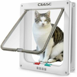 DEWDAT Large Cat Flap (External Size 28 x 24.9 cm), Large Cat Flap with 4-Way Lock, Weatherproof Cat Flap for Pets 63 cm in Circumference DEWDAT Large Cat Flap (External Size 28 x 24.9 cm), Large Cat Flap with 4-Way Lock, Weatherproof Cat Flap for Pets 63 cm in Circumference