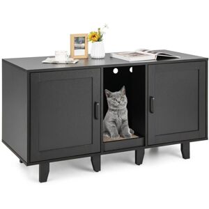Costway - Large Cat Litter Box Enclosure Furniture Wooden Kitty Washroom Hidden Washroom Costway - Large Cat Litter Box Enclosure Furniture Wooden Kitty Washroom Hidden Washroom