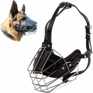 SNQ Large Metal Dog Muzzle, Adjustable Anti-Bark and Anti-Bite Muzzle for Large, Medium and Small Dogs SNQ Large Metal Dog Muzzle, Adjustable Anti-Bark and Anti-Bite Muzzle for Large, Medium and Small Dogs