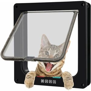 Gotrays - Magnetic Cat Flap with Swing Door and 4-Way Lock for Cats, Kittens and Puppies (m, Black, 19.7 x 19.5 x 3 cm) Gotrays - Magnetic Cat Flap with Swing Door and 4-Way Lock for Cats, Kittens and Puppies (m, Black, 19.7 x 19.5 x 3 cm)