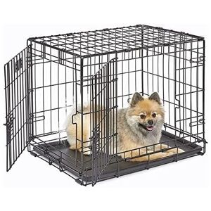 Marco Paul - Double Door Dog Crate Folding Black Metal Dog Crate Foldable Dog Pet Transportation Crate Puppy Carrier Training Cage Space Saving Easy Marco Paul - Double Door Dog Crate Folding Black Metal Dog Crate Foldable Dog Pet Transportation Crate Puppy Carrier Training Cage Space Saving Easy