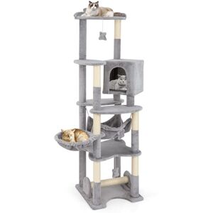 COSTWAY Multi-level Cat Tree 176cm Tall Cat Tower w/Top Perch & Cozy Condo-Grey COSTWAY Multi-level Cat Tree 176cm Tall Cat Tower w/Top Perch & Cozy Condo-Grey