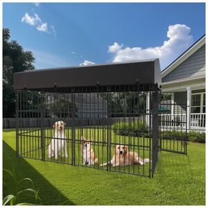 Bingo Paw - BingoPaw Outdoor Dog Kennel with Roof Heavy Duty Play Pen Metal Dog Cage Chicken Rabbits Crate, Lage 120 x 249 x 165cm Bingo Paw - BingoPaw Outdoor Dog Kennel with Roof Heavy Duty Play Pen Metal Dog Cage Chicken Rabbits Crate, Lage 120 x 249 x 165cm