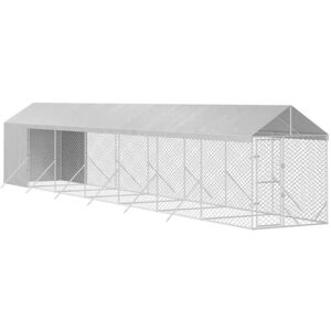 vidaXL Outdoor Dog Kennel - Galvanized Steel, 2x14x2.5 m vidaXL Outdoor Dog Kennel - Galvanized Steel, 2x14x2.5 m