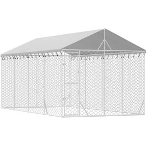 vidaXL Outdoor Dog Kennel 3x6x2.5m Galvanized Steel vidaXL Outdoor Dog Kennel 3x6x2.5m Galvanized Steel