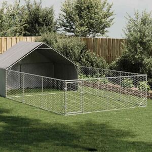 Outdoor Dog Kennel with Run 7x3x1.9 m Galvanised Steel vidaXL Outdoor Dog Kennel with Run 7x3x1.9 m Galvanised Steel vidaXL