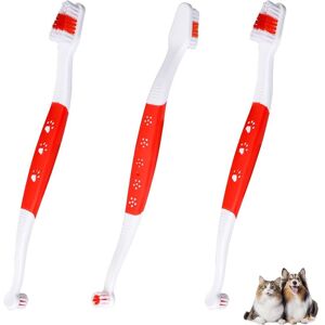 Sjqka - Pack Dual Head Pet Toothbrush, Soft Bristle Toothbrush for Cleaning Teeth of Small and Large Dogs and Cats (Red) Sjqka - Pack Dual Head Pet Toothbrush, Soft Bristle Toothbrush for Cleaning Teeth of Small and Large Dogs and Cats (Red)