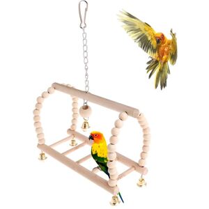 AOUGO Parrot Cage, Hanging Swing Pedestal Hanging Bridge Bell Rope Swing Birds Toys Bell Wood Beads, Small Parakeet Cages Decorative Accessories AOUGO Parrot Cage, Hanging Swing Pedestal Hanging Bridge Bell Rope Swing Birds Toys Bell Wood Beads, Small Parakeet Cages Decorative Accessories