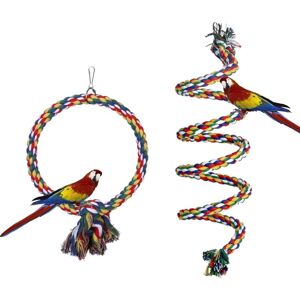WDDNAOT Parrot Toys, 2 Packs Hanging Chew Toys for Parakeets with Bell, 59 Inch Cotton Rope and 7 Inch Diameter Hanging Swing for Cockatiels WDDNAOT Parrot Toys, 2 Packs Hanging Chew Toys for Parakeets with Bell, 59 Inch Cotton Rope and 7 Inch Diameter Hanging Swing for Cockatiels