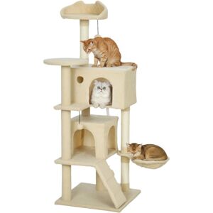 PawHut 140cm Cat Tree Tower with Sisal Scratching Posts, Condos, Beige PawHut 140cm Cat Tree Tower with Sisal Scratching Posts, Condos, Beige