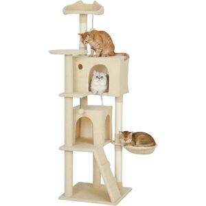 PawHut 160cm Cat Tree Tower with Sisal Scratching Posts, Condos, Beige PawHut 160cm Cat Tree Tower with Sisal Scratching Posts, Condos, Beige