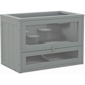 PawHut 2 Levels Wooden Hamster Cage Mice Rodents Hutch Small Animals PawHut 2 Levels Wooden Hamster Cage Mice Rodents Hutch Small Animals