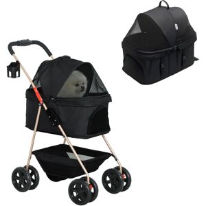 PawHut 3-in-1 Pet stroller with Detachable Carrier for Mini Dogs, Black PawHut 3-in-1 Pet stroller with Detachable Carrier for Mini Dogs, Black