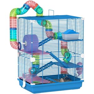 Pawhut 5 Tier Hamster Cage Carrier Habitat w/ Exercise Wheels Dark Blue Pawhut 5 Tier Hamster Cage Carrier Habitat w/ Exercise Wheels Dark Blue