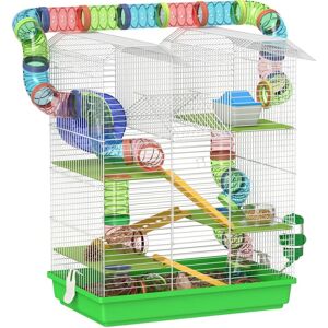PawHut 5 Tiers Hamster Cage Animal Travel Carrier Habitat, Green PawHut 5 Tiers Hamster Cage Animal Travel Carrier Habitat, Green