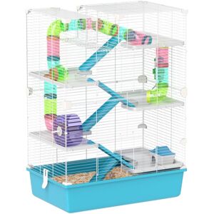 6 Tier Hamster Cage with Twin Tower and Accessories, Light Blue - Pawhut 6 Tier Hamster Cage with Twin Tower and Accessories, Light Blue - Pawhut