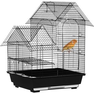PawHut Metal Bird Cage with Stand - Small Black - Bird Cage for Finch, Canary, Budgie PawHut Metal Bird Cage with Stand - Small Black - Bird Cage for Finch, Canary, Budgie