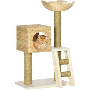 PawHut Cat Tree Kitten Tower Cattail Weave w/ Scratching Posts, Bed, House PawHut Cat Tree Kitten Tower Cattail Weave w/ Scratching Posts, Bed, House