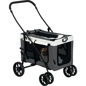 Foldable Pet Stroller w/ Detachable Carrier, Soft Padding Grey - Pawhut Foldable Pet Stroller w/ Detachable Carrier, Soft Padding Grey - Pawhut