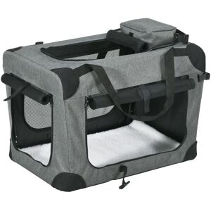 Folding Pet Carrier Bag House w/ Cushion Storage, Grey 60x41.5x41cm - Pawhut Folding Pet Carrier Bag House w/ Cushion Storage, Grey 60x41.5x41cm - Pawhut