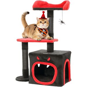 PawHut Gothic Cat Tree with Scratching Posts, Black, Halloween PawHut Gothic Cat Tree with Scratching Posts, Black, Halloween