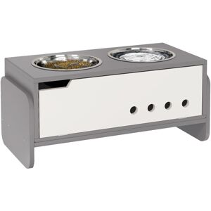 Pawhut - Height Adjustable Dog Feeding Storage w/ 2 Stainless Steel Bowls Pawhut - Height Adjustable Dog Feeding Storage w/ 2 Stainless Steel Bowls