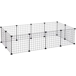 PawHut Pet Playpen Metal Wire Fence - Small Animal Cage - Black PawHut Pet Playpen Metal Wire Fence - Small Animal Cage - Black