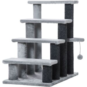 Pawhut - Pet Stairs with Scratching Posts, Platforms, Toy Ball 4-step Pawhut - Pet Stairs with Scratching Posts, Platforms, Toy Ball 4-step