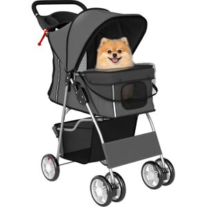 PawHut Pet Stroller Carrier Foldable Deluxe Walk Travel Dog, Dark Grey PawHut Pet Stroller Carrier Foldable Deluxe Walk Travel Dog, Dark Grey