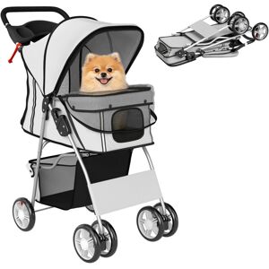 PawHut Pet Stroller Carrier Foldable Deluxe Walk Travel Dog, Grey PawHut Pet Stroller Carrier Foldable Deluxe Walk Travel Dog, Grey