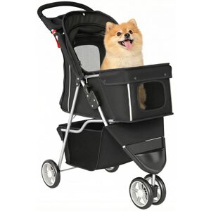 PawHut Pet Stroller Pushchair Carrier for Cat Puppy with 3 Wheels Black PawHut Pet Stroller Pushchair Carrier for Cat Puppy with 3 Wheels Black