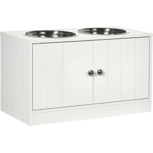 Pawhut - Raised Dog Bowls for Large Dogs Feeding Station Two Stainless Steel Bowls White Pawhut - Raised Dog Bowls for Large Dogs Feeding Station Two Stainless Steel Bowls White