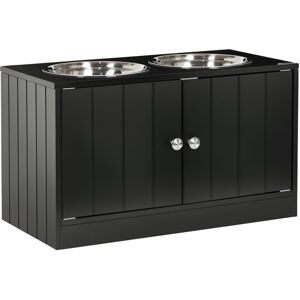 Pawhut - Raised Dog Bowls for Large Dogs Feeding Station Two Stainless Steel Bowls Black Pawhut - Raised Dog Bowls for Large Dogs Feeding Station Two Stainless Steel Bowls Black