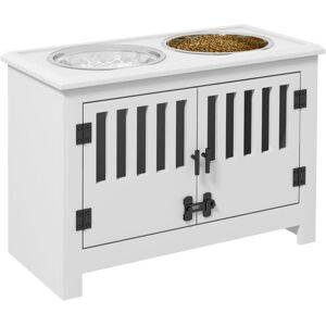 Pawhut - Raised Dog Bowls for Large Dogs Feeding Station w/ Stand, Storage White Pawhut - Raised Dog Bowls for Large Dogs Feeding Station w/ Stand, Storage White