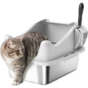 Pawhut - Stainless Steel Cat Litter Box with High Sides, 43 x 33 x 25 cm Pawhut - Stainless Steel Cat Litter Box with High Sides, 43 x 33 x 25 cm