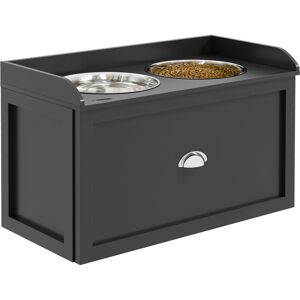 Pawhut - Stainless Steel Raised Dog Bowls, Double Bowl w/ 21L Storage Drawer Black Pawhut - Stainless Steel Raised Dog Bowls, Double Bowl w/ 21L Storage Drawer Black
