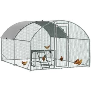 Pawhut - Walk In Chicken Run with Chicken Activity Shelf and Cover, 2.8 x 3.8 x 2m Pawhut - Walk In Chicken Run with Chicken Activity Shelf and Cover, 2.8 x 3.8 x 2m