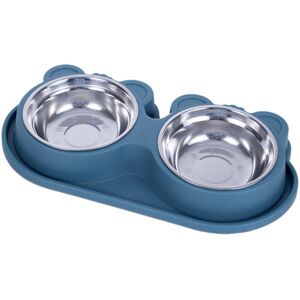 Groofoo - Pet Double Water Food Bowls Non Slip Stainless Steel Prevent Spill Double Dog Pet Feeding Station for Small Medium Dogs Cats Groofoo - Pet Double Water Food Bowls Non Slip Stainless Steel Prevent Spill Double Dog Pet Feeding Station for Small Medium Dogs Cats