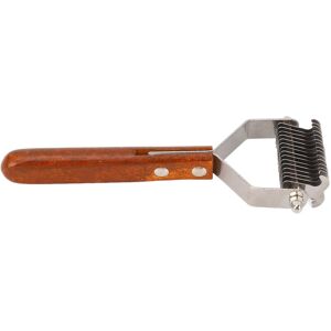 GROOFOO Pet Grooming Brush Stainless Steel Double Sided Dematting Deshedding Brush Dogs Shedding Tool with Wooden Handle Small GROOFOO Pet Grooming Brush Stainless Steel Double Sided Dematting Deshedding Brush Dogs Shedding Tool with Wooden Handle Small