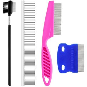 GROOFOO Pets Grooming Comb Kit for Small Dogs Puppies For Tear Stain Remover, 2-in-1 with Round Teeth to Remove Knots Crust Mucus GROOFOO Pets Grooming Comb Kit for Small Dogs Puppies For Tear Stain Remover, 2-in-1 with Round Teeth to Remove Knots Crust Mucus