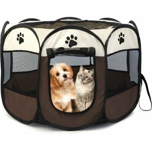Hoopzi - Puppy Playpen Playpen Collapsible Fabric Pet Tent Collapsible Pet Puppy Cat Rabbit Pig Playpen Cage Kennel--Brown737343cm Hoopzi - Puppy Playpen Playpen Collapsible Fabric Pet Tent Collapsible Pet Puppy Cat Rabbit Pig Playpen Cage Kennel--Brown737343cm