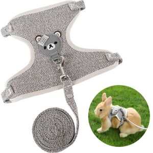 Csparkv - Rabbit and Small Animal Harness with Leash - Adjustable and Breathable Accessory (Grey) Csparkv - Rabbit and Small Animal Harness with Leash - Adjustable and Breathable Accessory (Grey)