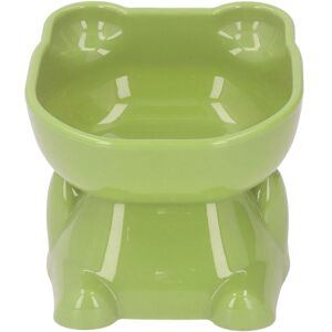 Groofoo - Raised Pet Bowl Prevent Tipping Cartoon Shape Plastic Elevated Cat Bowl for Water Food Green Groofoo - Raised Pet Bowl Prevent Tipping Cartoon Shape Plastic Elevated Cat Bowl for Water Food Green