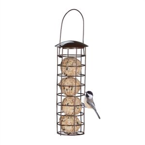 Relaxdays - Bird Feeder, Set of 5, Hanging, Feeding Station for Wild Birds, Fat Balls, h x d: 31 x 8.5 cm, Metal, Brown Relaxdays - Bird Feeder, Set of 5, Hanging, Feeding Station for Wild Birds, Fat Balls, h x d: 31 x 8.5 cm, Metal, Brown